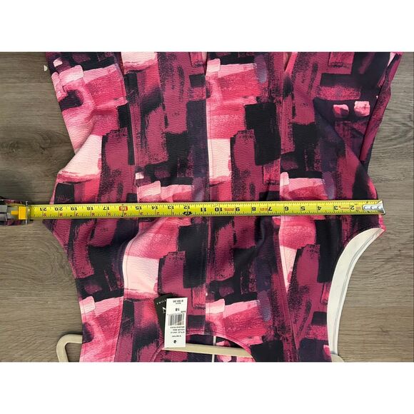 N NATORI NWT Brushstroke Pleated Dress Purple Pink Sz 18, MP $160 - Picture 7 of 11